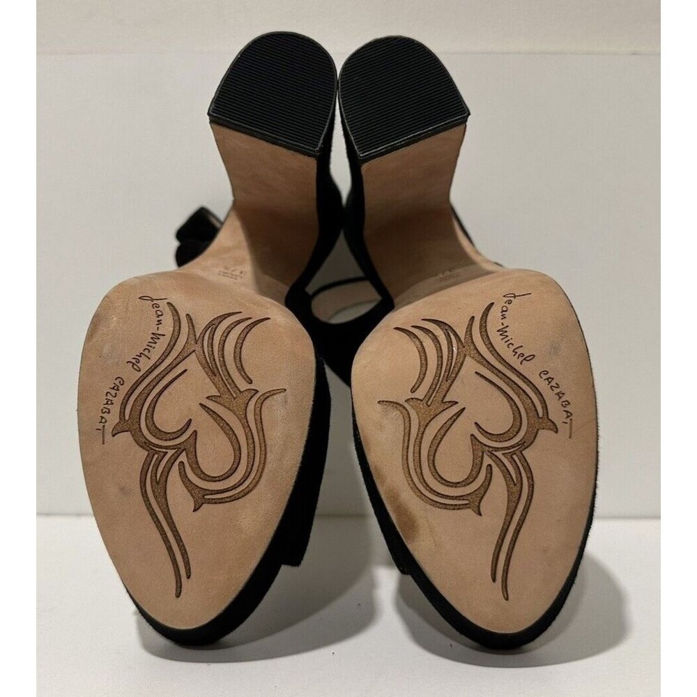 Jean Michel Cazabat women sz 7.5/37.5 black suede platform slingback buckle heel - Picture 10 of 10